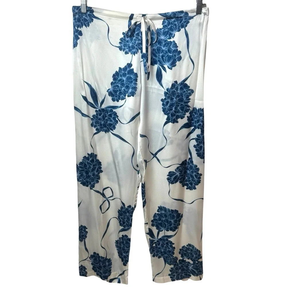 La Perla Floral 100% Silk Pajama Pants Cozy Feminine Dainty Special Occasion L - Picture 2 of 16